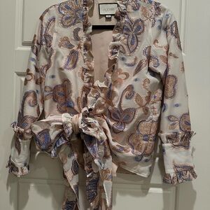 Alexis Floral Embroidered Wrap Blouse
